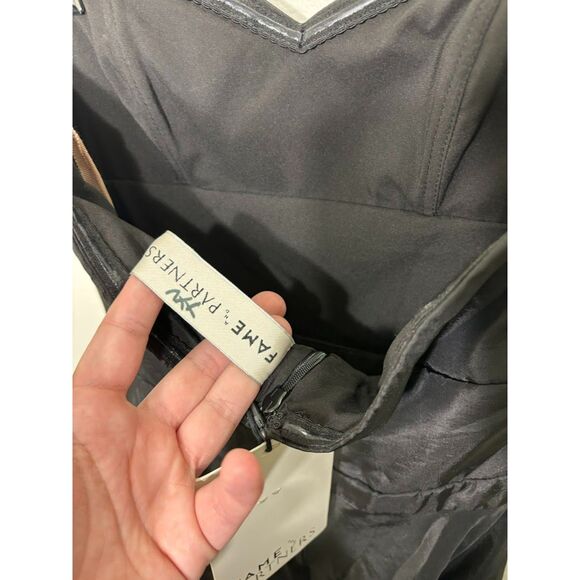 Fame and Partners Black Strapless Dress Taffeta Classic Wedding Guest Formal 2 - Picture 3 of 5